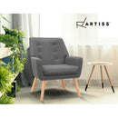 Artiss Armchair Linen Fabric Grey Charcoal-6