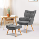 Artiss Armchair Set with Ottoman Grey Lansar-7
