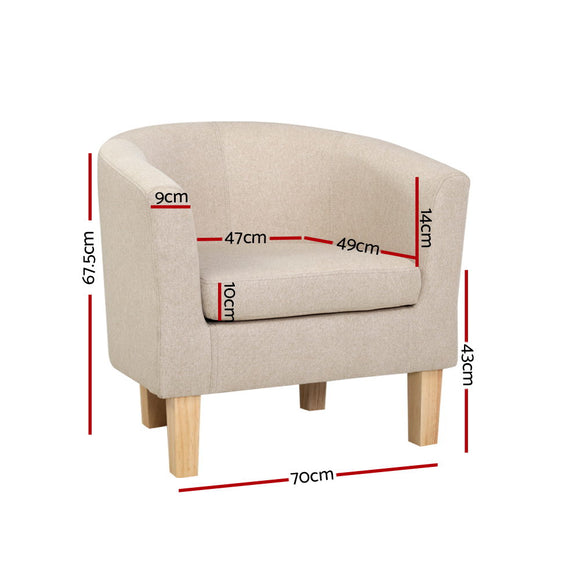 Artiss Armchair Tub Chair Beige Abby