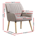 Artiss Armchair Fabric Beige Sebastini-2