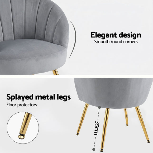 Artiss Armchair Velvet Grey Eloise