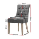 Artiss Dining Chairs Set of 2 Linen French Provincial Grey-2