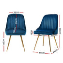 Artiss Dining Chairs Set of 2 Velvet Channel Tufted Blue-2