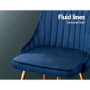 Artiss Dining Chairs Set of 2 Velvet Channel Tufted Blue-5