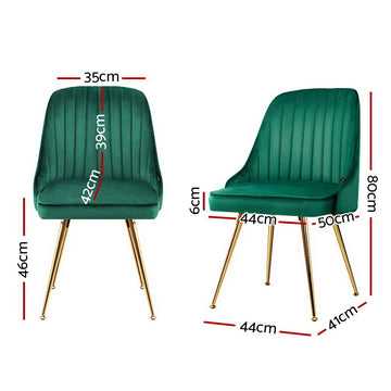 Artiss Dining Chairs Set of 2 Velvet Channel Tufted Green - 0