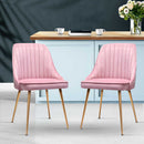 Artiss Dining Chairs Set of 2 Velvet Channel Tufted Pink-7