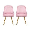 Artiss Dining Chairs Set of 2 Velvet Channel Tufted Pink-3