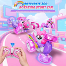 Unicorn remote control car for girls, 360° rotating four-wheel drive stunt remote control car with cute lights, rechargeable toy - children's birthday gift-3