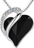 Infinity Love Heart Necklace, Birthstone Necklace for Women, Jewelry for Women with Healing Crystals, Allergy Free Pendant Necklace-13b-Protection-Jet Black-1