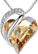 Infinity Love Heart Necklace, Birthstone Necklace for Women, Jewelry for Women with Healing Crystals, Allergy Free Pendant Necklace-14-Power-Golden Yellow Shade-1