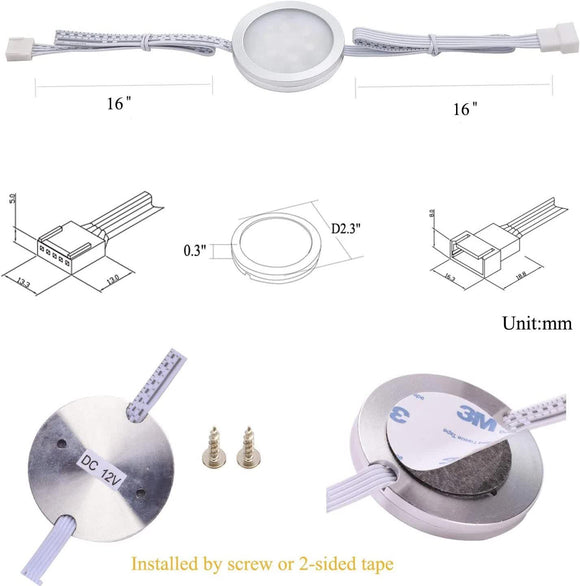 Under Counter LED Light Kit, RGBW Under Cabinet Lighting, 10 Packs Colored Cabinet Lights with Wireless 40-Key IR Dimmable Remote Control (10 Lights)