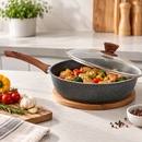 28cm PFOA Free Non-Stick Saute Pan with Lid, Marble-Effect Non-Stick Coating, Induction Compatible, Soft-Touch Handle, Dishwasher Safe-2