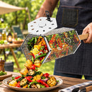 Rolling Grill Basket with Removable Handle, 304 Stainless Steel BBQ Grilling Basket for Vegetables, Fish, Shrimp & Meat-8