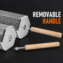 Rolling Grill Basket with Removable Handle, 304 Stainless Steel BBQ Grilling Basket for Vegetables, Fish, Shrimp & Meat-9