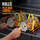 2Pcs Rolling Grill Basket with Removable Handle, 304 Stainless Steel BBQ Grilling Basket for Vegetables, Fish, Shrimp & Meat, Rotating Barbecue Cooking Basket for Outdoor Camping, Picnic & Backyard Grill-7