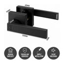 Matte Black Privacy Door Lever Handles with Keys, 2 Pack Heavy Duty Interior Door Lockset, Adjustable 60/70mm Backset, Reversible for Bedroom Bathroom Home Office-2
