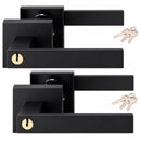 Matte Black Privacy Door Lever Handles with Keys, 2 Pack Heavy Duty Interior Door Lockset, Adjustable 60/70mm Backset, Reversible for Bedroom Bathroom Home Office-7