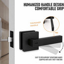 Matte Black Privacy Door Lever Handles with Keys, 2 Pack Heavy Duty Interior Door Lockset, Adjustable 60/70mm Backset, Reversible for Bedroom Bathroom Home Office-8