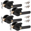 Privacy Door Lever Handle with Key, Heavy Duty Interior Door Lock, Round Design, 4 Pack, Matte Black-1