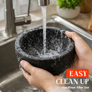 Granite Mortar and Pestle Set, 450ml Heavy Duty Stone Grinder Bowl with 17.5cm Pestle, Black, Manual Spice Grinder for Guacamole, Salsa, Pesto, Herbs, Spices, Nuts & Seeds-5