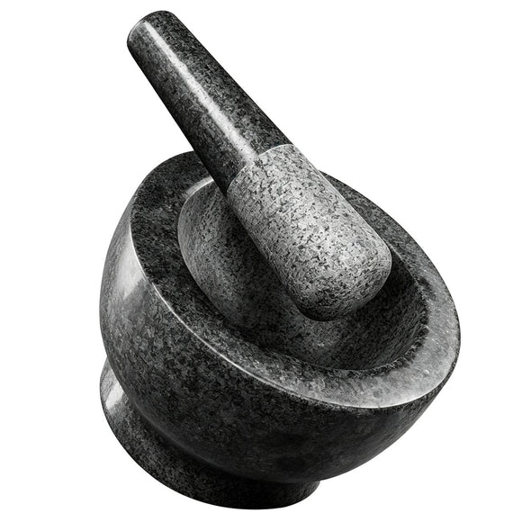 Granite Mortar and Pestle Set, 480ml Heavy Duty Stone Grinder Bowl with 15.5cm Pestle, Dark Grey, Manual Spice Grinder for Guacamole, Salsa, Pesto, Herbs, Spices, Nuts & Seeds