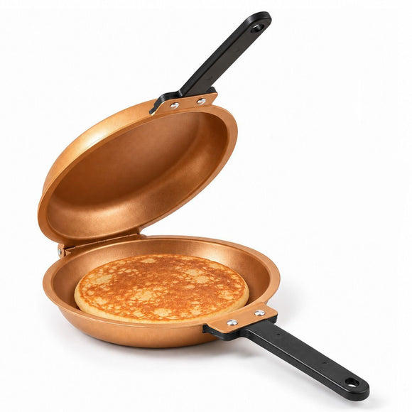 Double-Sided Non-Stick Frying Pan, Flip Pancake Pan with Heat-Resistant Handle for Eggs, Pancakes & Toast, Gas Electric & Ceramic Stoves