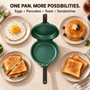 Double-Sided Non-Stick Frying Pan, Flip Pancake Pan with Heat-Resistant Handle for Eggs, Pancakes & Toast, Gas Electric & Ceramic Stoves-Green-4