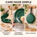 Double-Sided Non-Stick Frying Pan, Flip Pancake Pan with Heat-Resistant Handle for Eggs, Pancakes & Toast, Gas Electric & Ceramic Stoves-Green-9