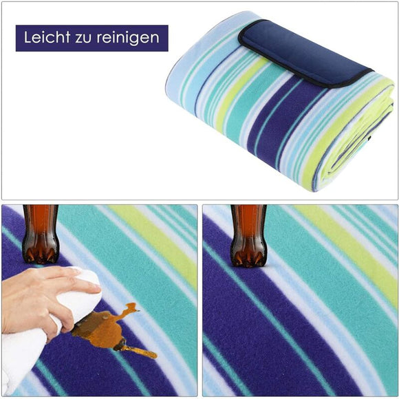 200 X 200 Cm Large Waterproof Sandproof Picnic Blanket, 3 Layer Beach Blanket With Carry Handle, Outdoor Picnic Mat