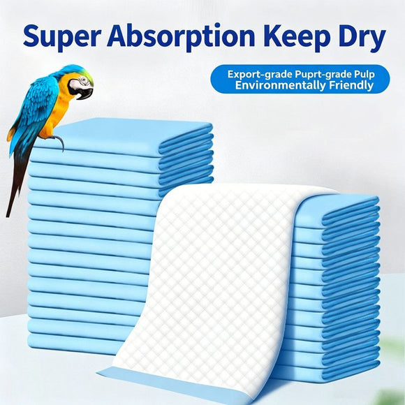 Pee Pad (Pulp/Non-woven Fabric) Size: 250*330mm Color: Blue for Parrots (100 pieces)