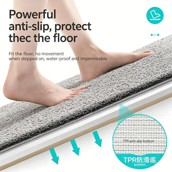 Ultra-soft and absorbent bathroom mat | 3.5cm thick, antibacterial and non-slip TPR material, machine washable, quick-drying, suitable for showers, bathtubs and entryways (Gray, 19.69*31.5in)