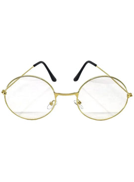 Round Gold Frame Clear Lens Costume Glasses