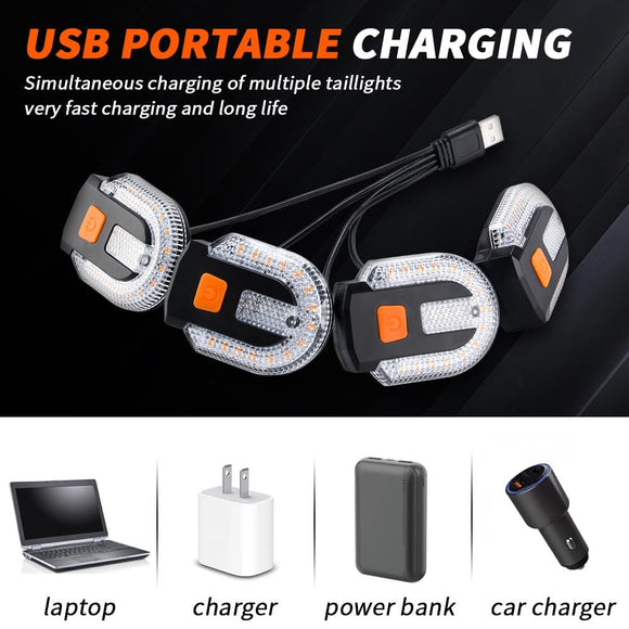 4Pcs Turn Signals for Bicycles with Alarm, USB Charging Remote Control Split/Integrated Bike Tail Light Rear Lights Can be Mounted on Front and Rear of Bicycle