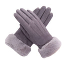 Women Winter Warm Touch Screen Soft Windproof Lined Thick Gloves for Snow Skiing in Clod Weather grey-1