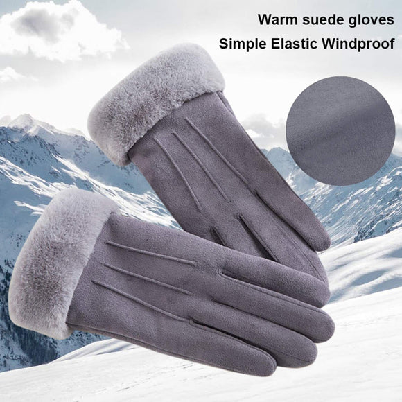 Women Winter Warm Touch Screen Soft Windproof Lined Thick Gloves for Snow Skiing in Clod Weather grey