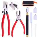 Premium Glass Running Breaking Pliers and Class Cutter Kit, Heavy Duty Glass Cutting Tool with Rubber Tip, Work Great for Stained Glass, Mosaics, Fusing, Breaking-1