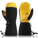 Waterproof and Windproof Genuine Deerskin Leather Ski Gloves with  3M Thinsulate Insulation (Yellow  Waterproof)-2