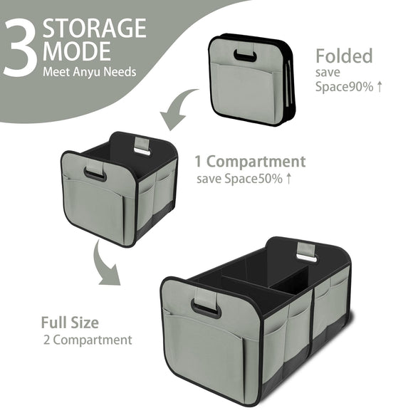 Car Trunk Organizer, Car Storage Organizer with 70L Large Capacity Waterproof Collapsible and 10 Pockets, Oxford,Trunk Organizer for Car （Grey）