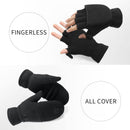 Half finger flip gloves Thermal Winter Gloves: Windproof 2 in 1 Convertible Mittens for Men & Women (Black S)-2