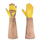 Long Gardening Gloves for Women Thorn Proof,Rose Pruning Cowhide Leather Garden Gloves for Cactus, Rose and Blackberry (L)-1