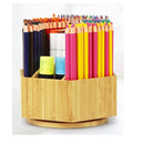 walowalo Bamboo Rotating Art Supply Organizer Holds  Pencils Spinning Crayon Marker Organzier Holder Christmas Gift Desk Brush Storage for Office Classroom Organization Stationary-2