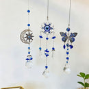 Blue Demon Eye Butterfly Crystal Pendant 3-Piece Set-4