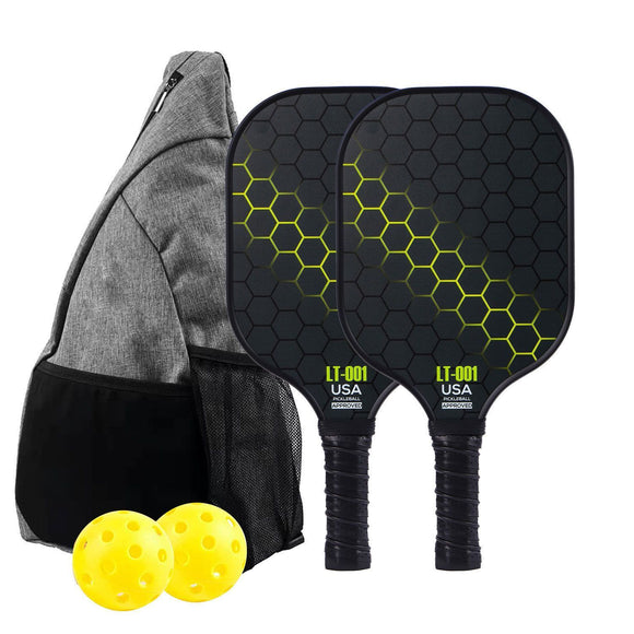 Blue Pickleball Set With 2 Paddles-4 Balls And Gray Carrying Bag
