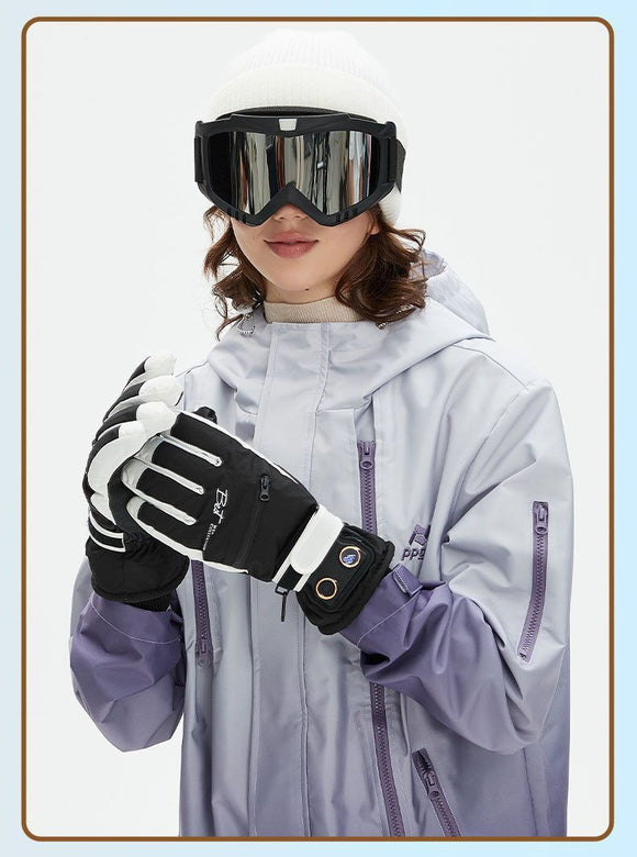 Winter Self-Heating Windproof Touchscreen Gloves-Black Gray