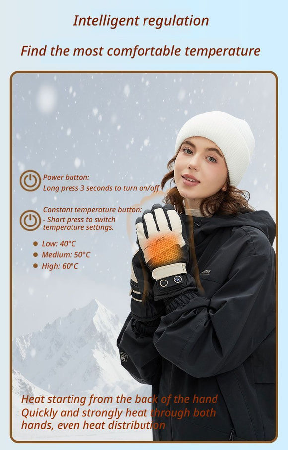 Winter Self-Heating Windproof Touchscreen Gloves-Blue and White