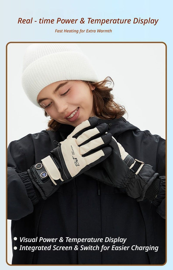 Winter Self-Heating Windproof Touchscreen Gloves-White Black