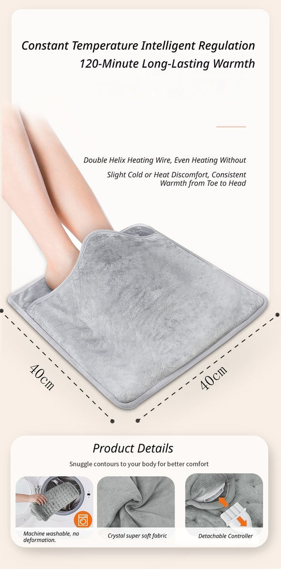 Electric Foot Warmer Mat, Dark Grey Double-Sided Heating Foot Blanket with 6 Temperature Settings and Even Heating