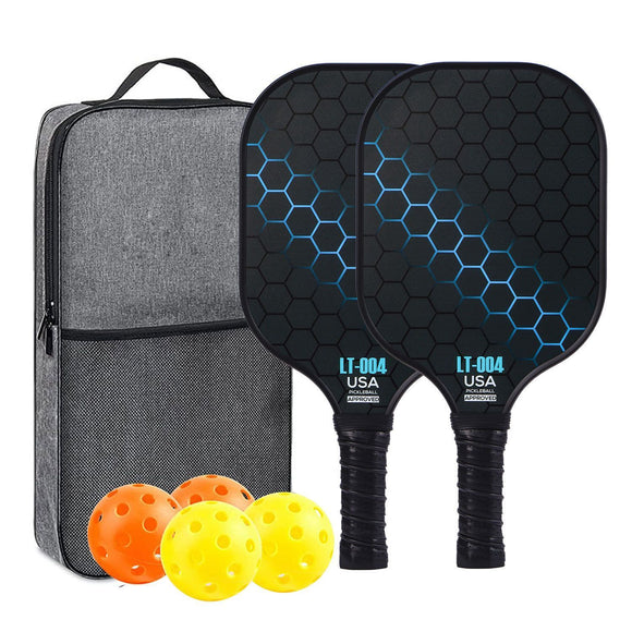 Yellow Pickleball Set with 2 Paddles-2 Balls And Triangular Carry Bag