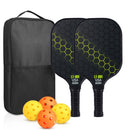 Yellow Pickleball Set With 2 Paddles-4 Balls And Black Carrying Bag-1
