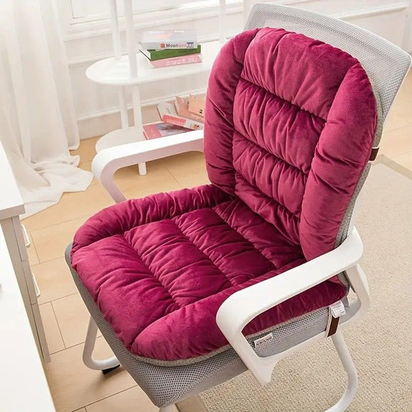 Winter Thick Fleece Seat & Back Cushion Set - 90cm Sofa Office Chair Warmer （sandy beige）